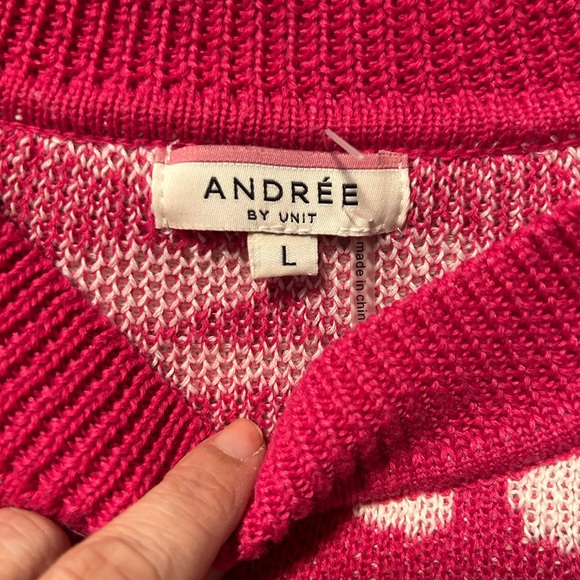 Andree pink and white Crew Neck Sweater with Animal Print - Picture 3 of 4